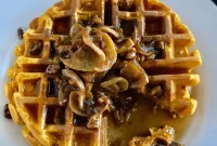 Spiced Pumpkin Waffles with Sweet Walnut Crunch