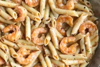 Velvety Shrimp Penne in Roasted Red Pepper Cream