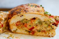 Golden Broccoli Cheddar Stuffed Chicken