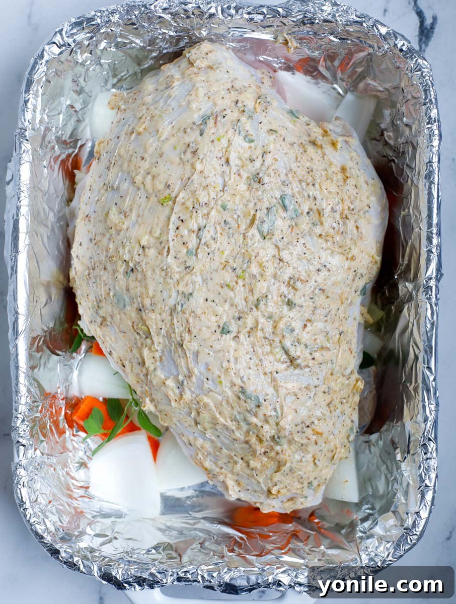 Place the turkey on top