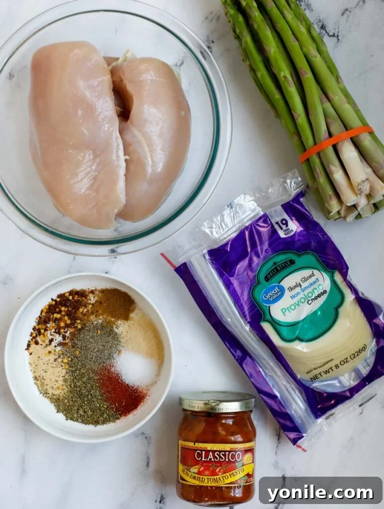 Top down shot of ingredients for asparagus