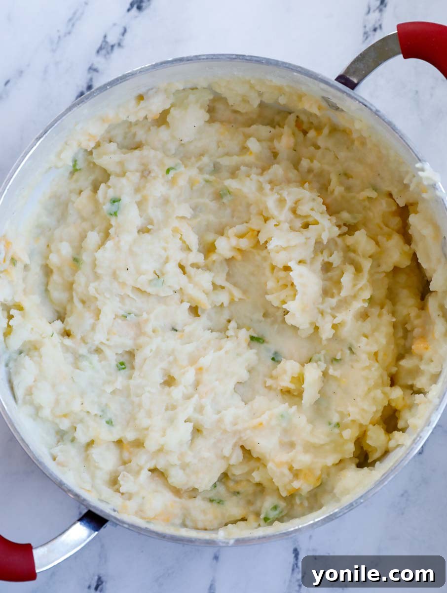 Potatoes mashed in a pot