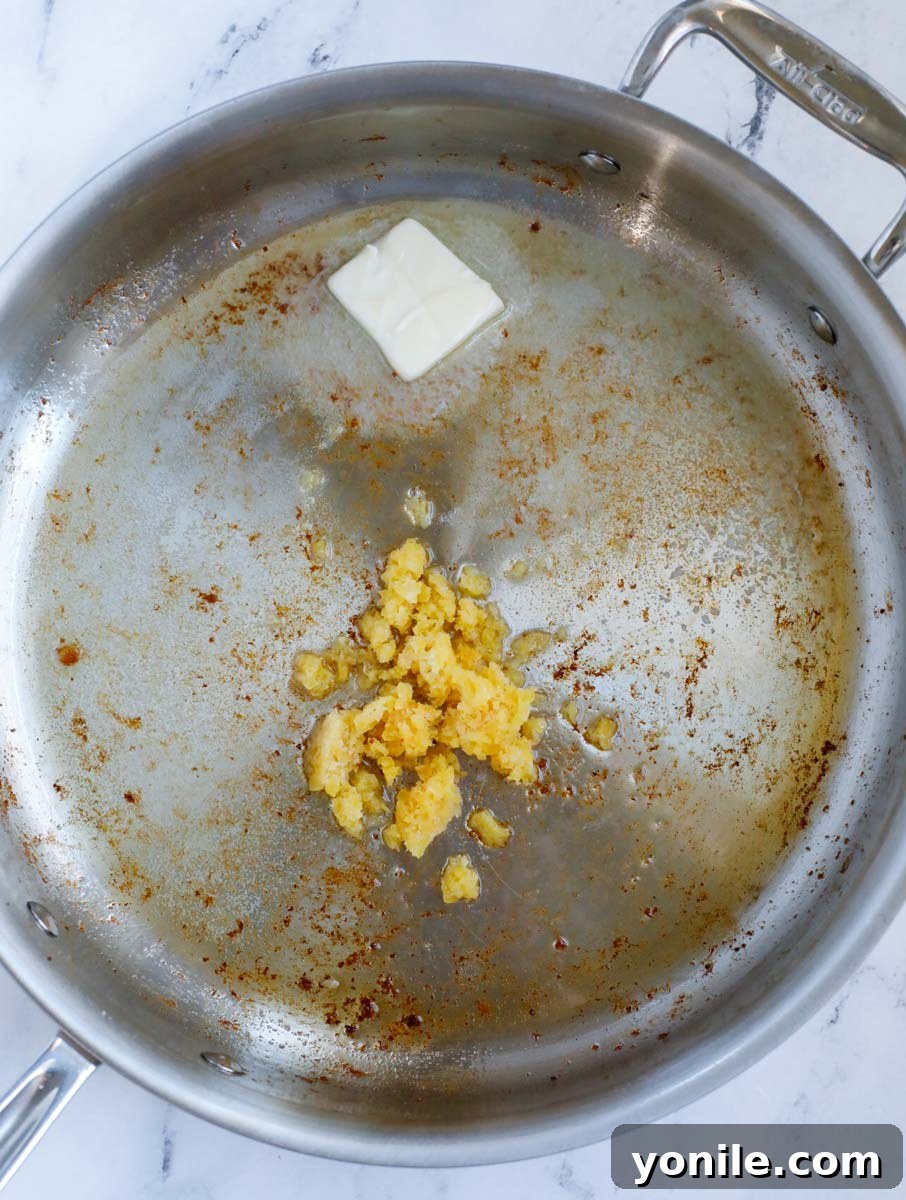 garlic and butter in a skillet