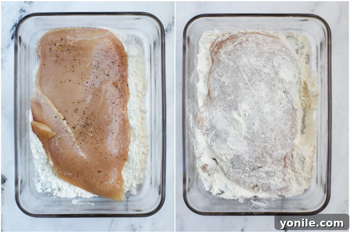 Chicken covered in flour.