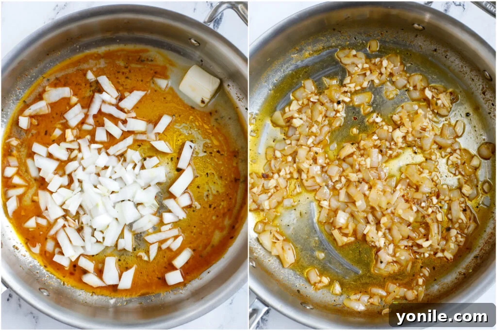 Coking garlic in a pan.