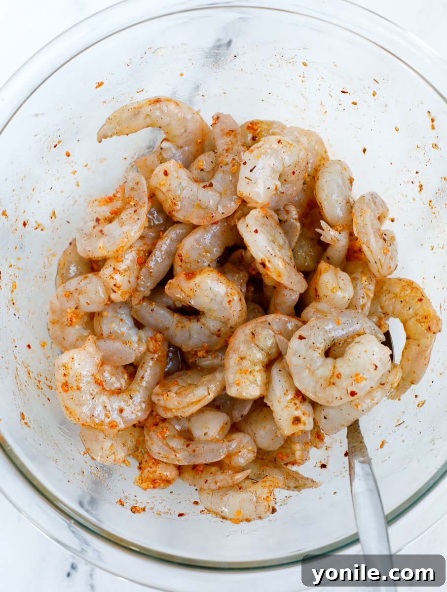 Shrimp thoroughly coated in southwest chipotle seasoning.