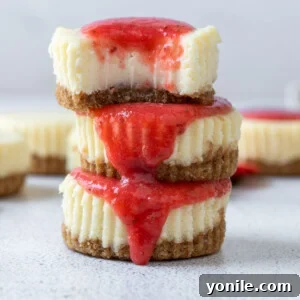 Three mini cheesecakes stacked