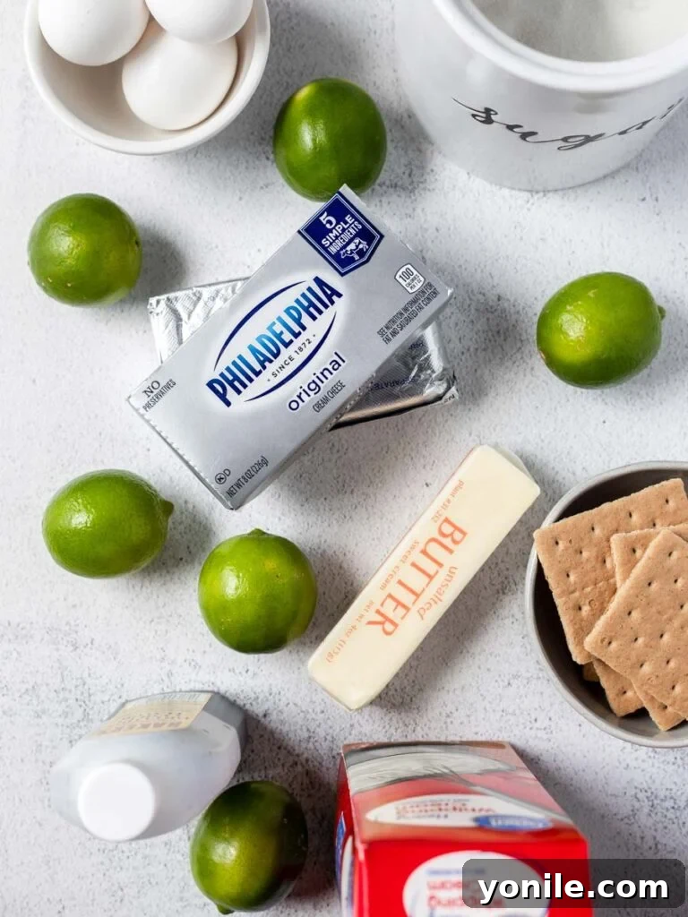 mini key lime cheesecake ingredients laid out