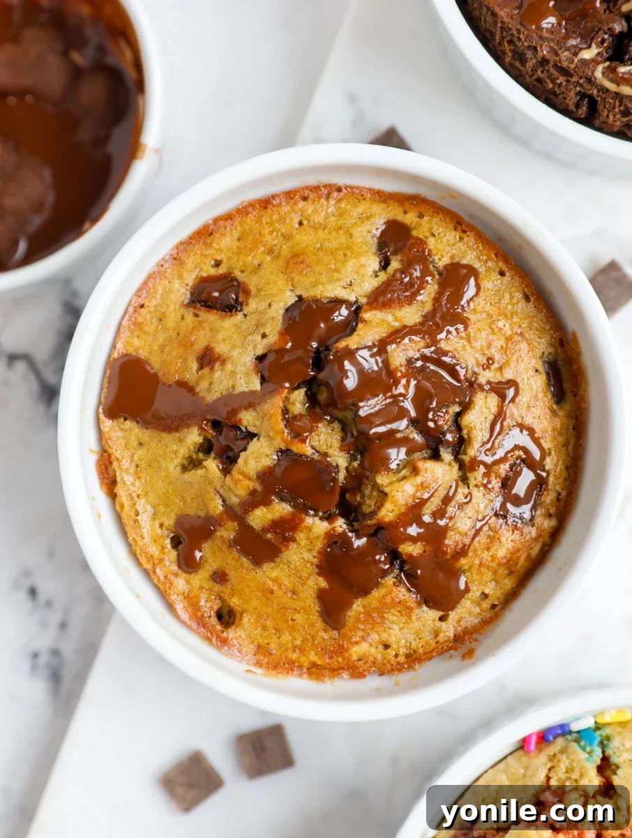 Close-up of baked chocolate chip banana oats in a ramekin.