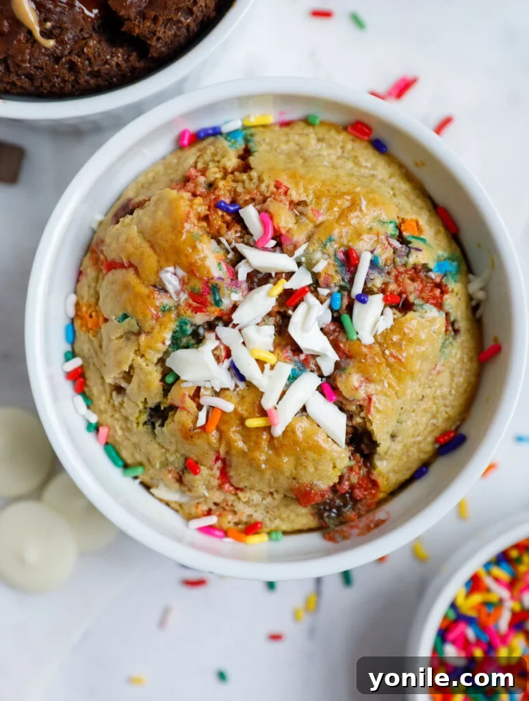 Rainbow Oat Cake Delight 2 Baked funfetti baked oat with sprinkles on top, ready to be enjoyed.
