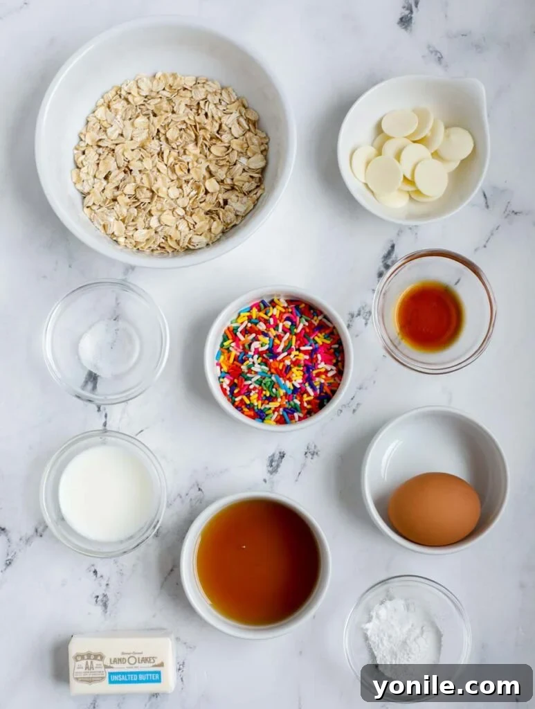 Rainbow Oat Cake Delight 3 Ingredients needed to make Tik Tok viral funfetti baked oats.