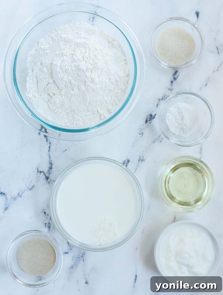Ingredients to make meat pie dough.
