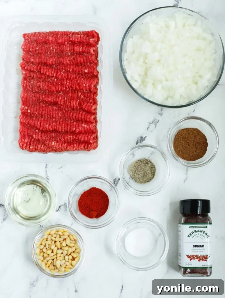 Ingredients to make meat pies.