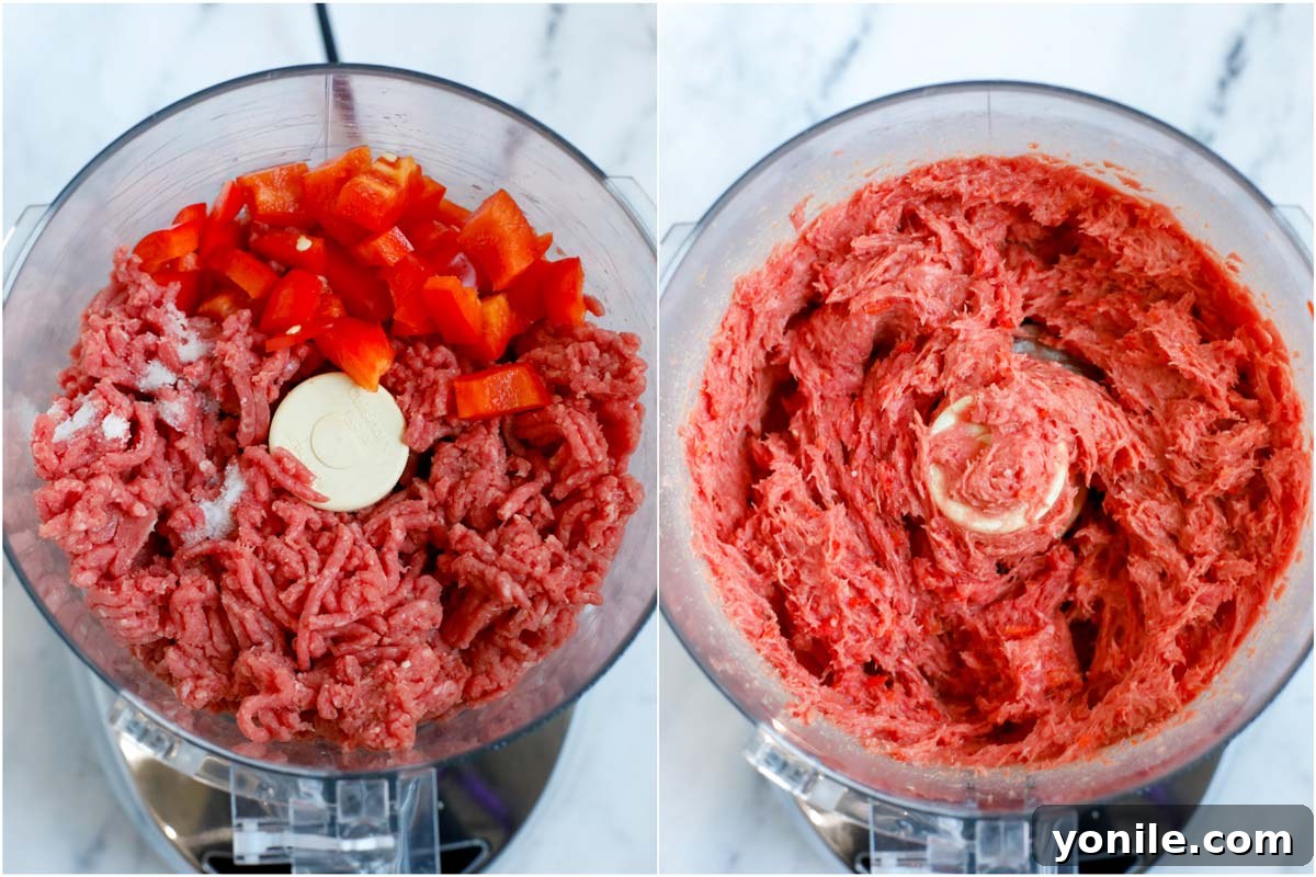 Classic Lebanese Baked Kibbeh 11 before and after shot of pureed beef