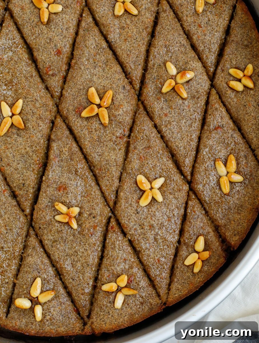 Classic Lebanese Baked Kibbeh 16 close up top down shot of baked kibbeh