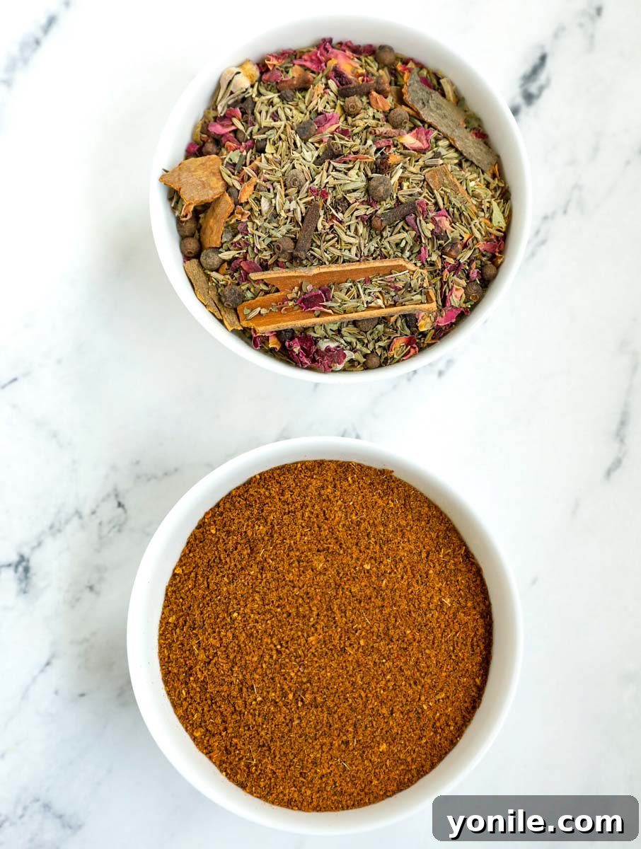 Classic Lebanese Baked Kibbeh 5 kibbeh spice before and after grinding