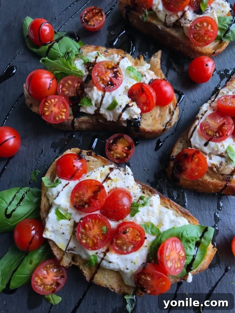 Creamy Burrata Caprese Toast 2 Burrata Caprese Toast - A delightful and easy appetizer