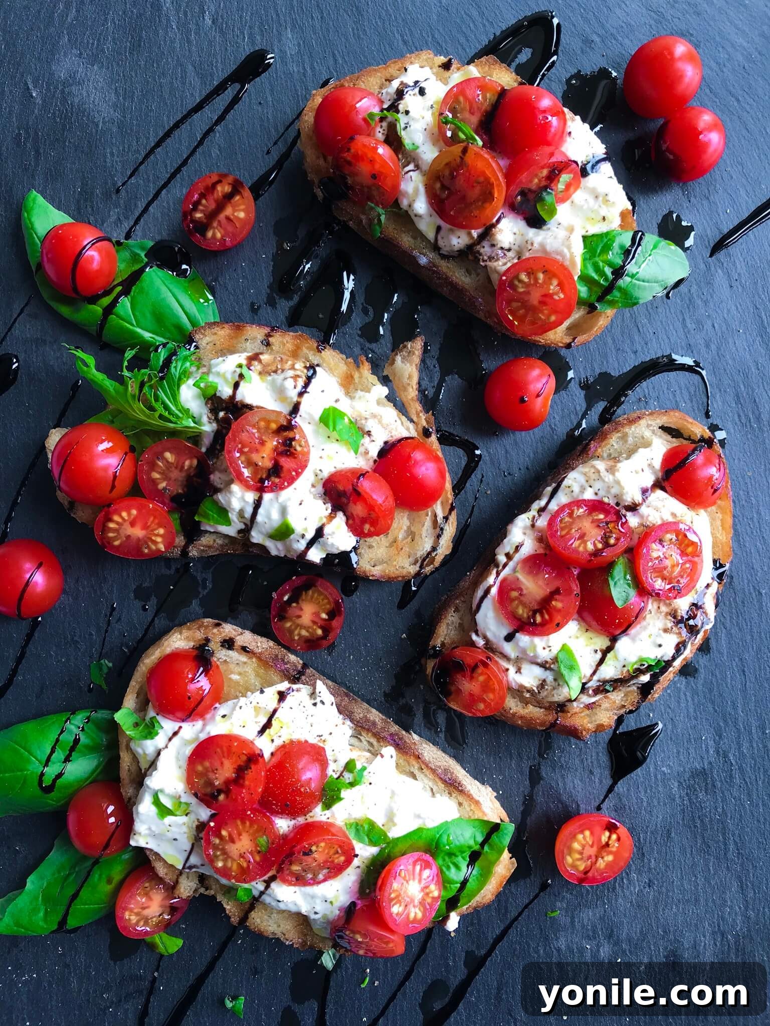Creamy Burrata Caprese Toast 3 Burrata Caprese Toast with balsamic glaze and fresh basil