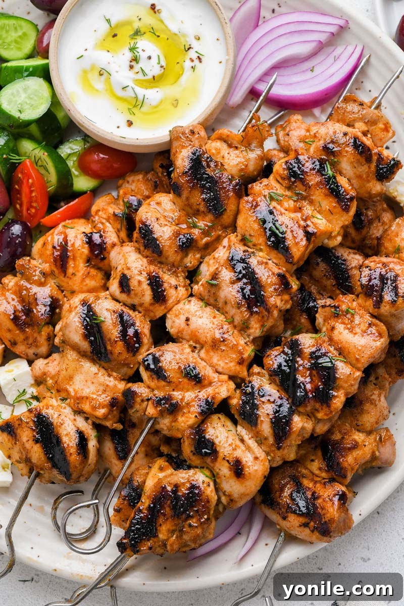 Zesty Lemon Garlic Chicken Skewers 5 close up shot of the lemon garlic chicken skewers