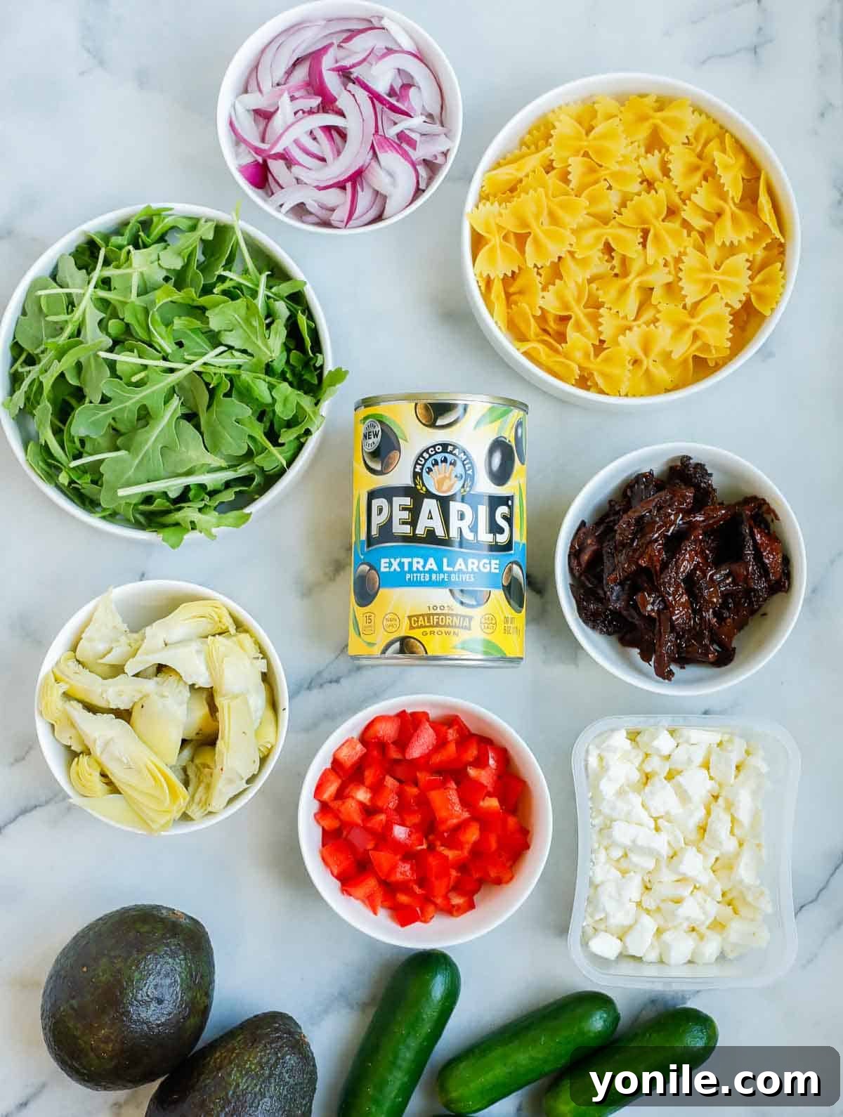 Zesty Mediterranean Pasta Salad 3 Ingredients needed to make Lemon Herb Mediterranean Salad.