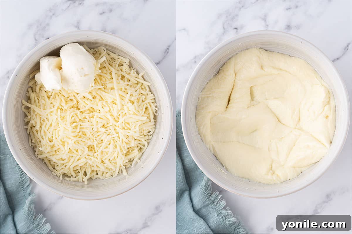 melting the cheese for low carb garlic bread
