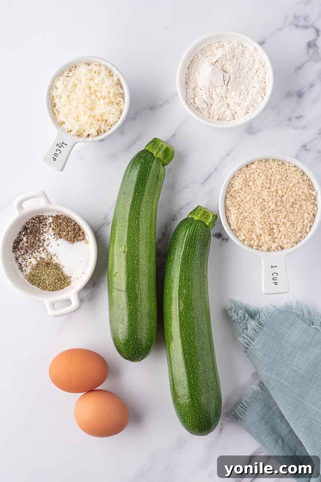Crispy Air Fryer Zucchini Sticks 3 Ingredients needed for air fryer zucchini sticks.