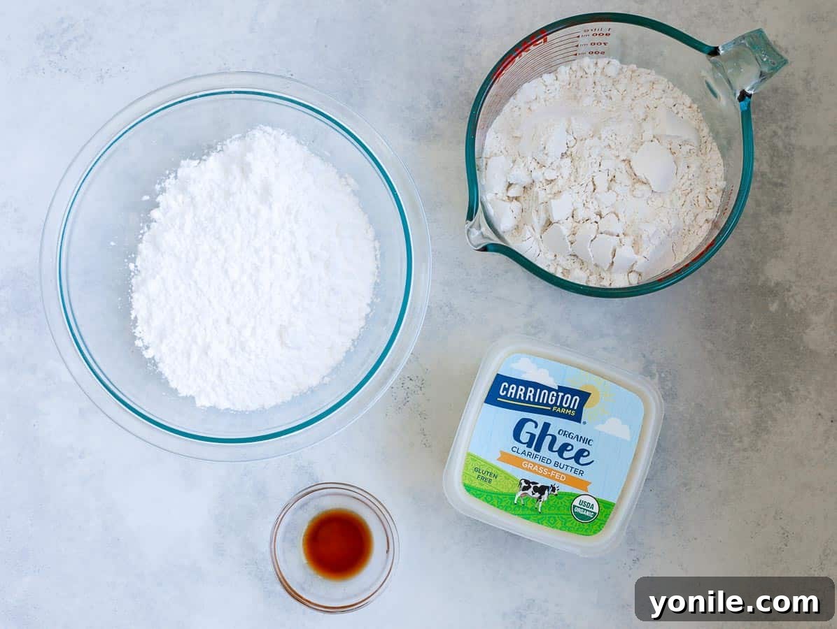 Lebanese Ghraybeh Butter Cookies 3 ghraybeh ingredients