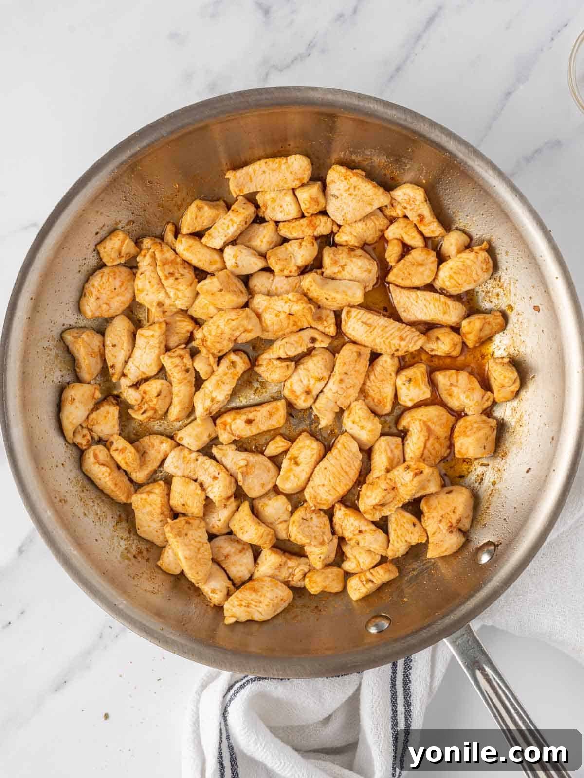 How to saute chicken for fajita quesadillas.