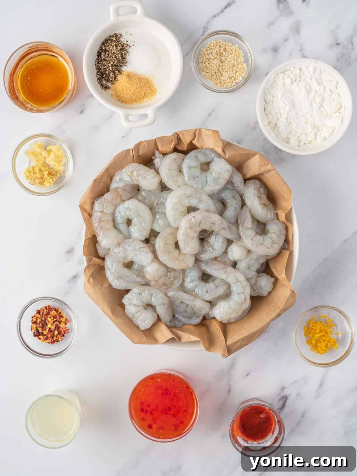 Dynamite Prawns 3 Ingredients needed for firecracker shrimp.