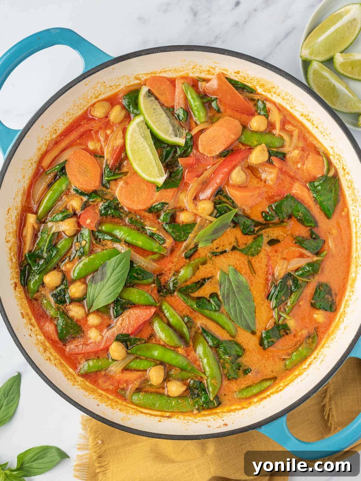 A pot of authentic thai red curry.