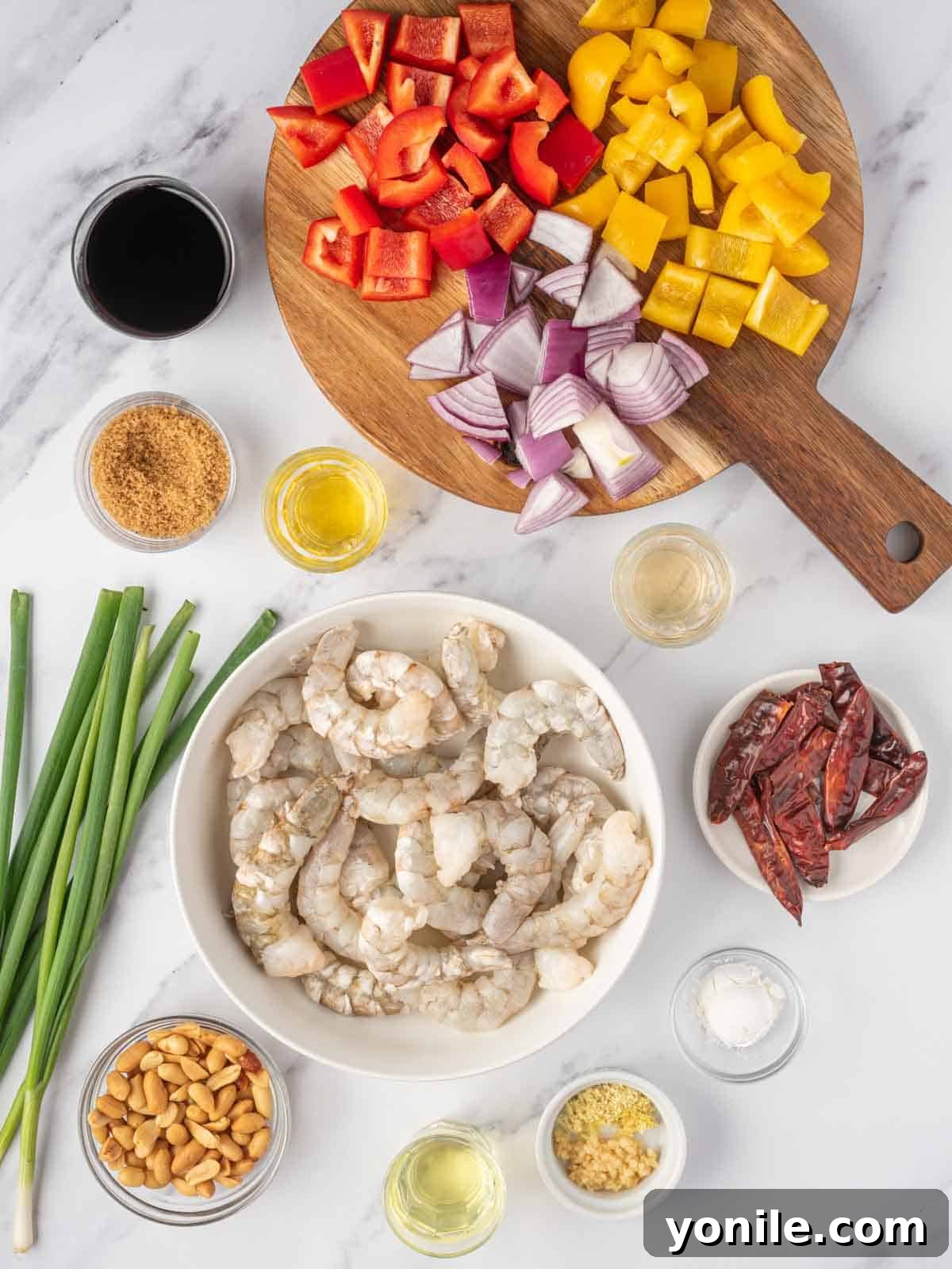 Ingredients needed for Kung Pao Shrimp Recipe.