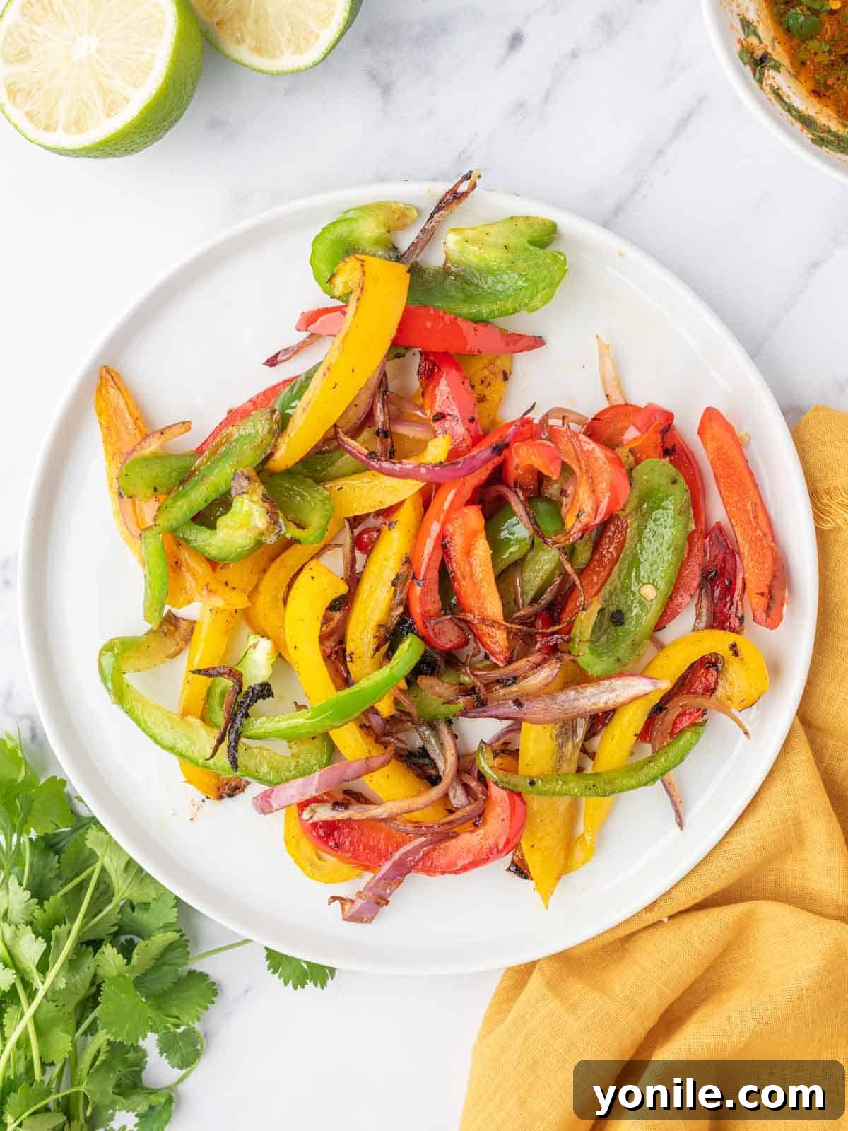 Veggies for chicken fajita salad.