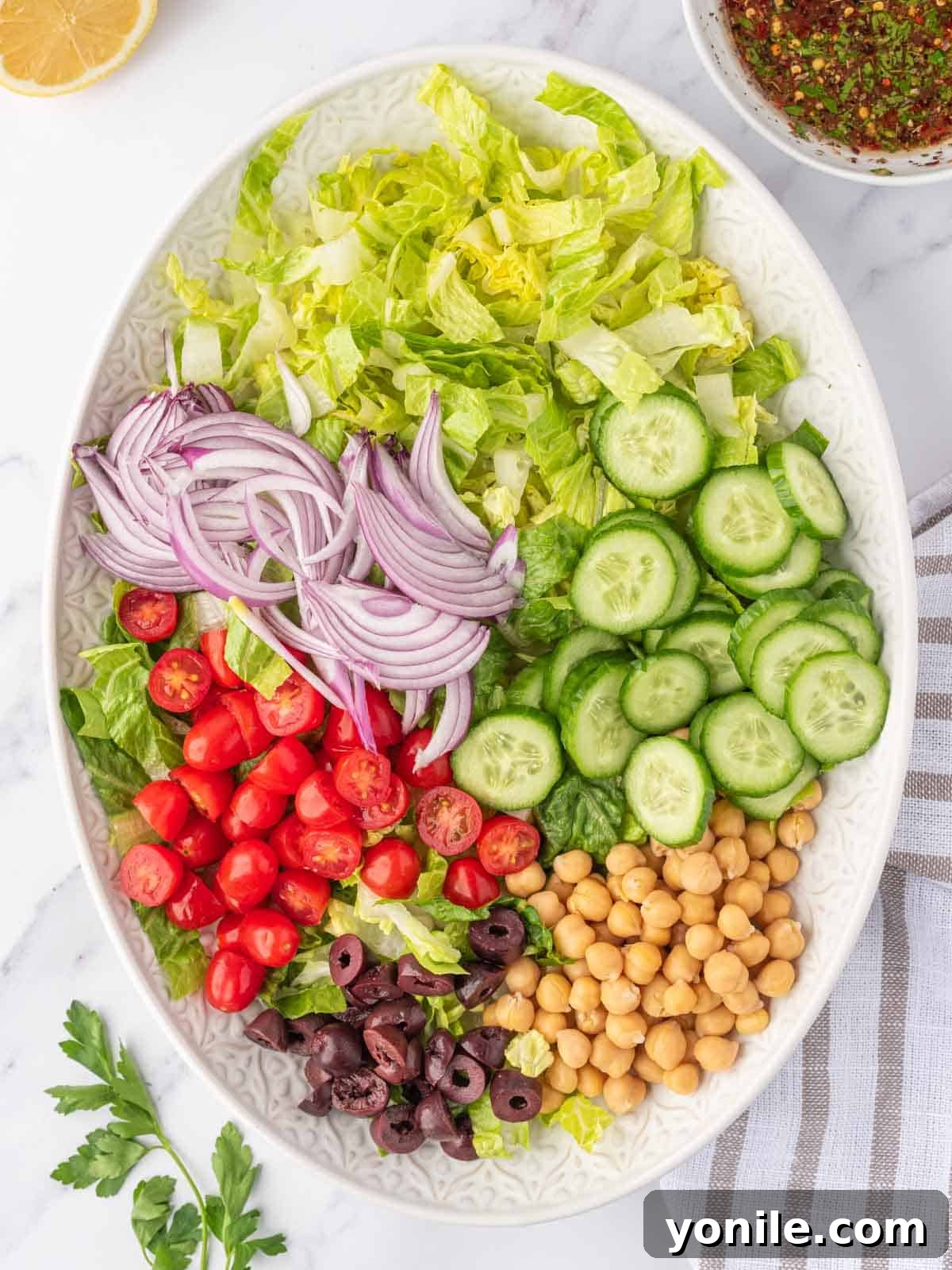 Vegetables for a mediterranean salad.