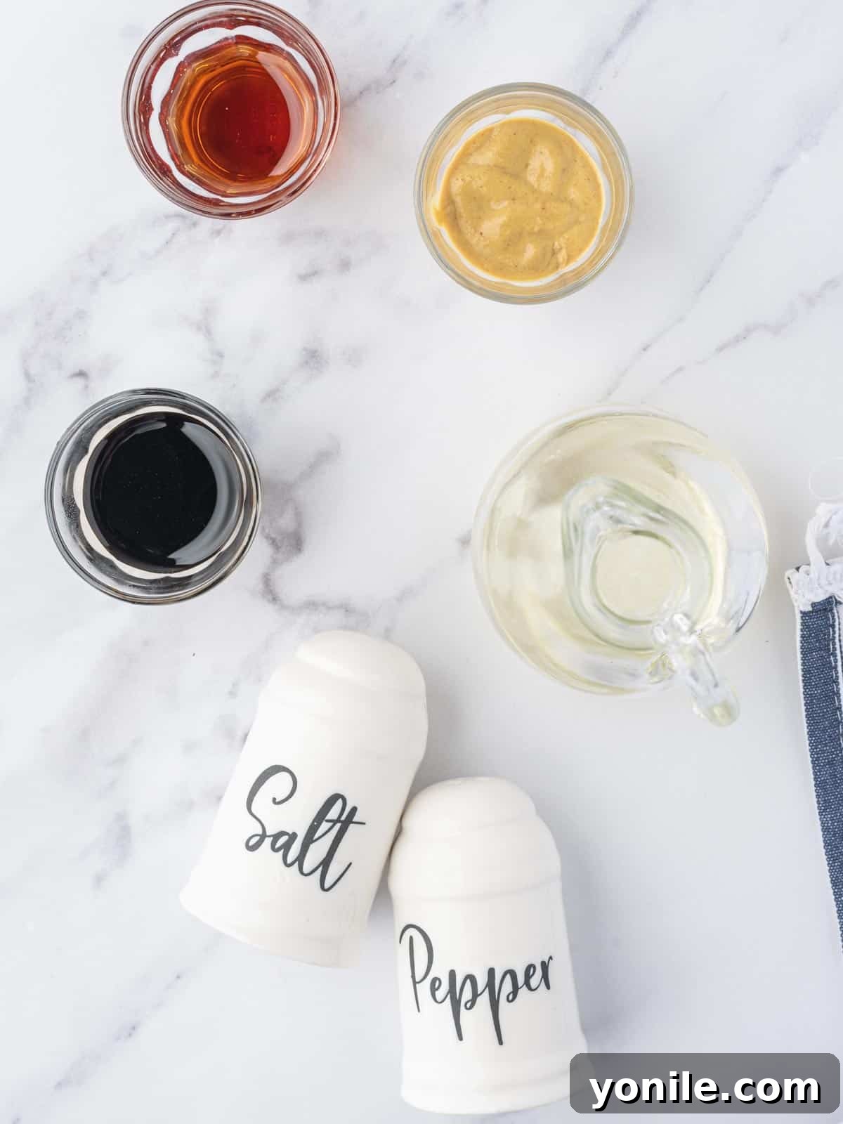 Ingredients needed for balsamic salad dressing.