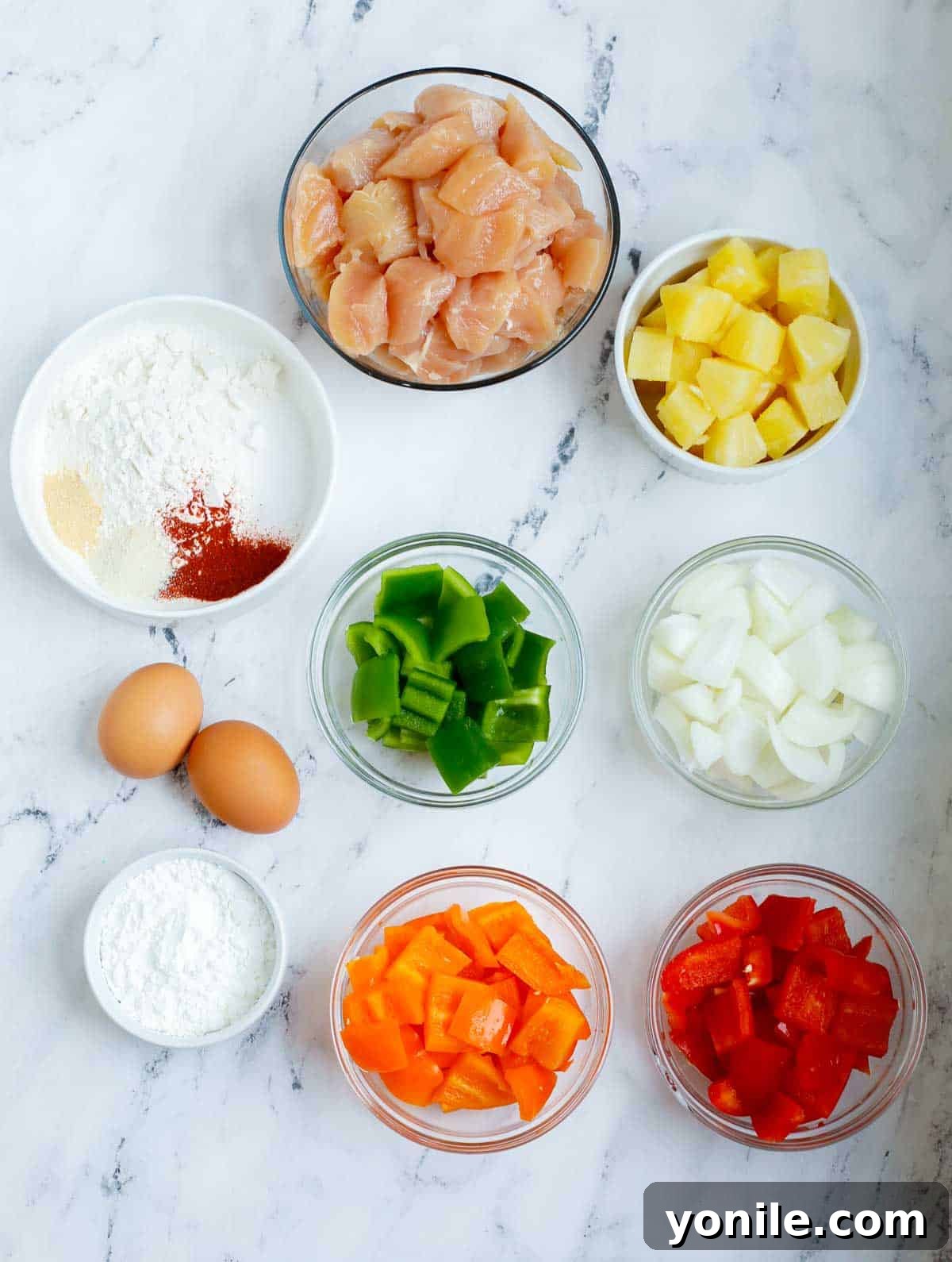 Ingredients needed for Homemade sweet and sour chicken