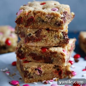 Valetine's M&M Chocolate Chip Cookie Bars