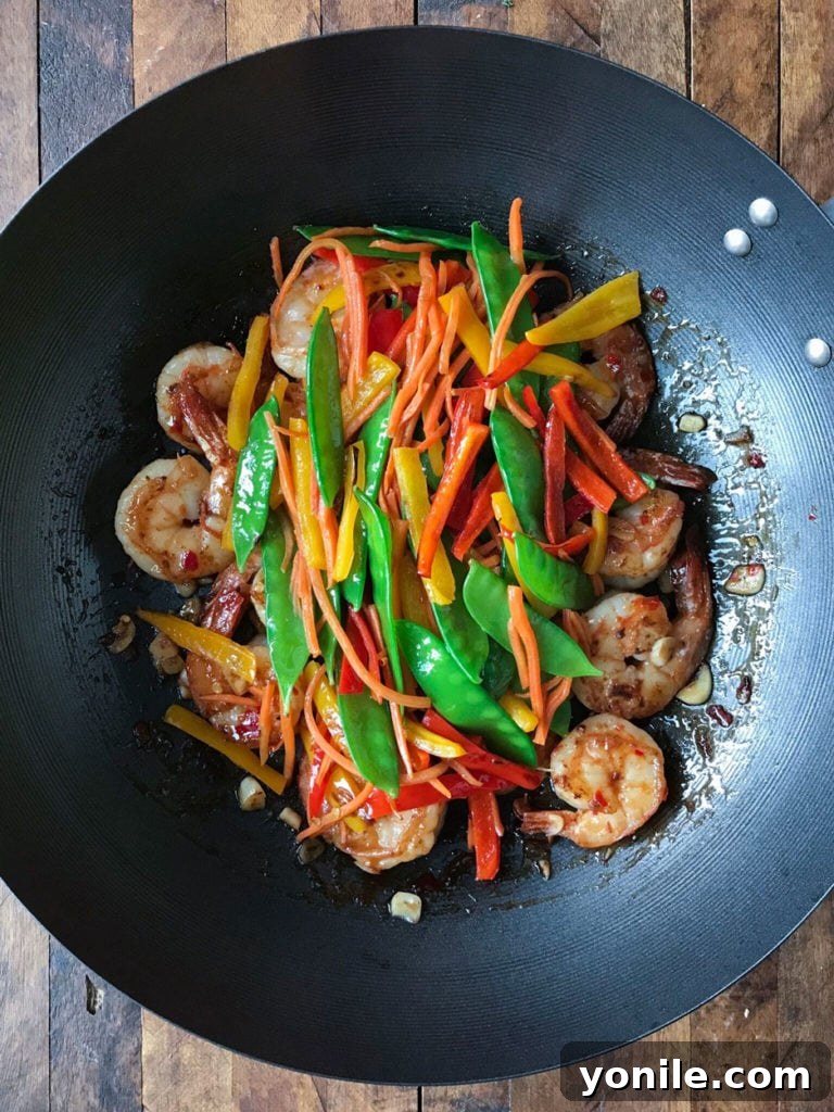 shrimp in a wok 