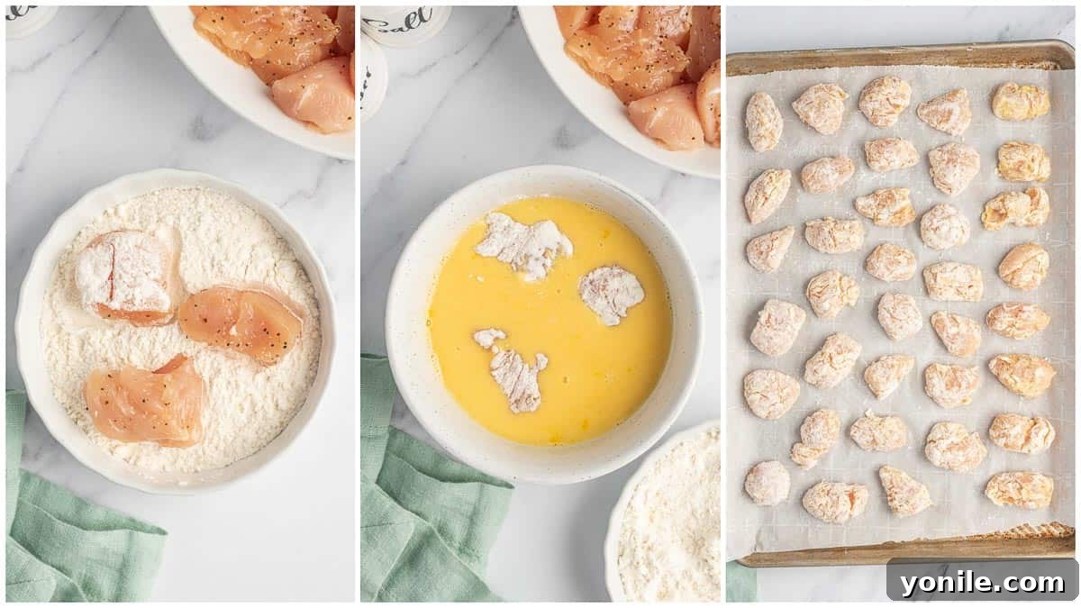 How to dredge and bake chicken.