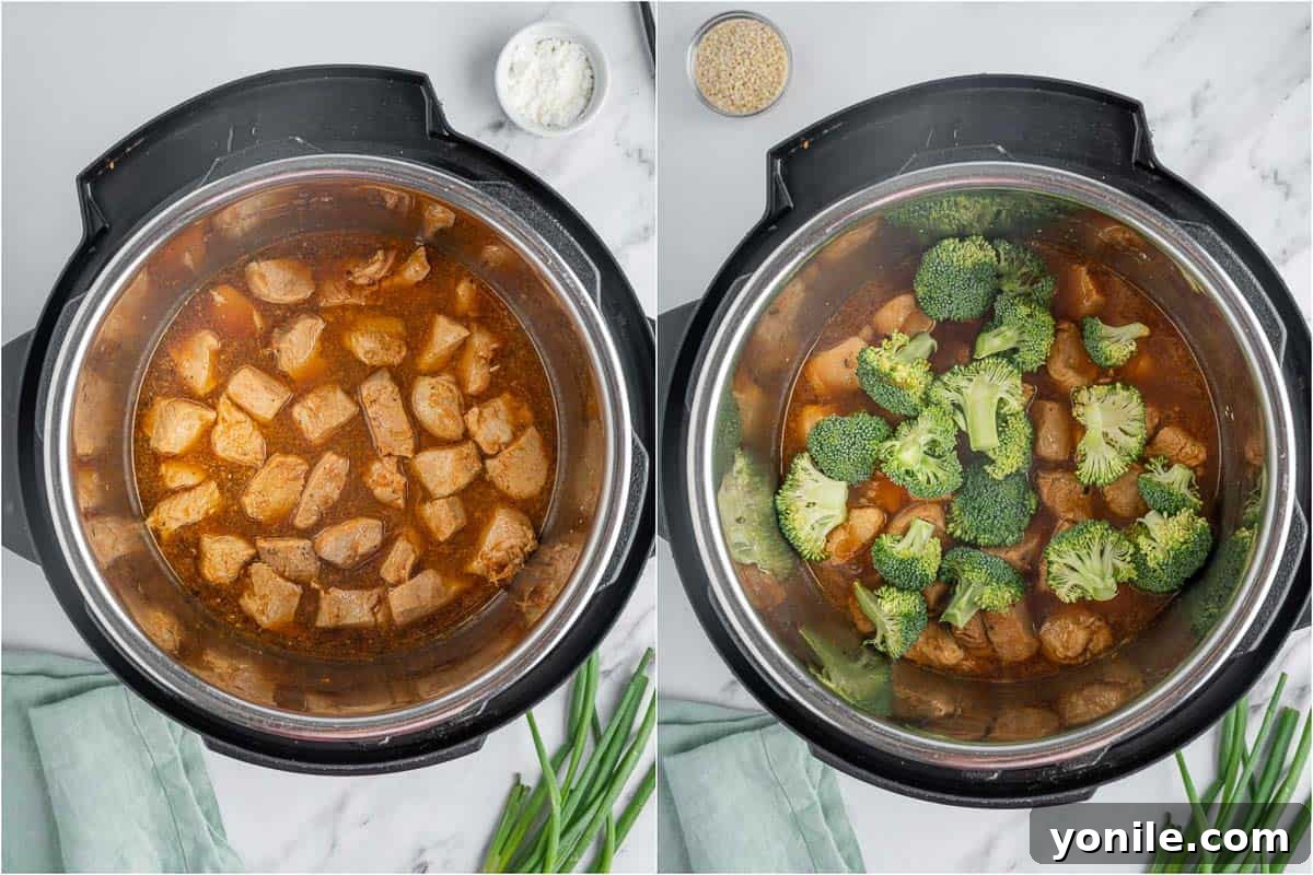 Steaming broccoli in instant pot.