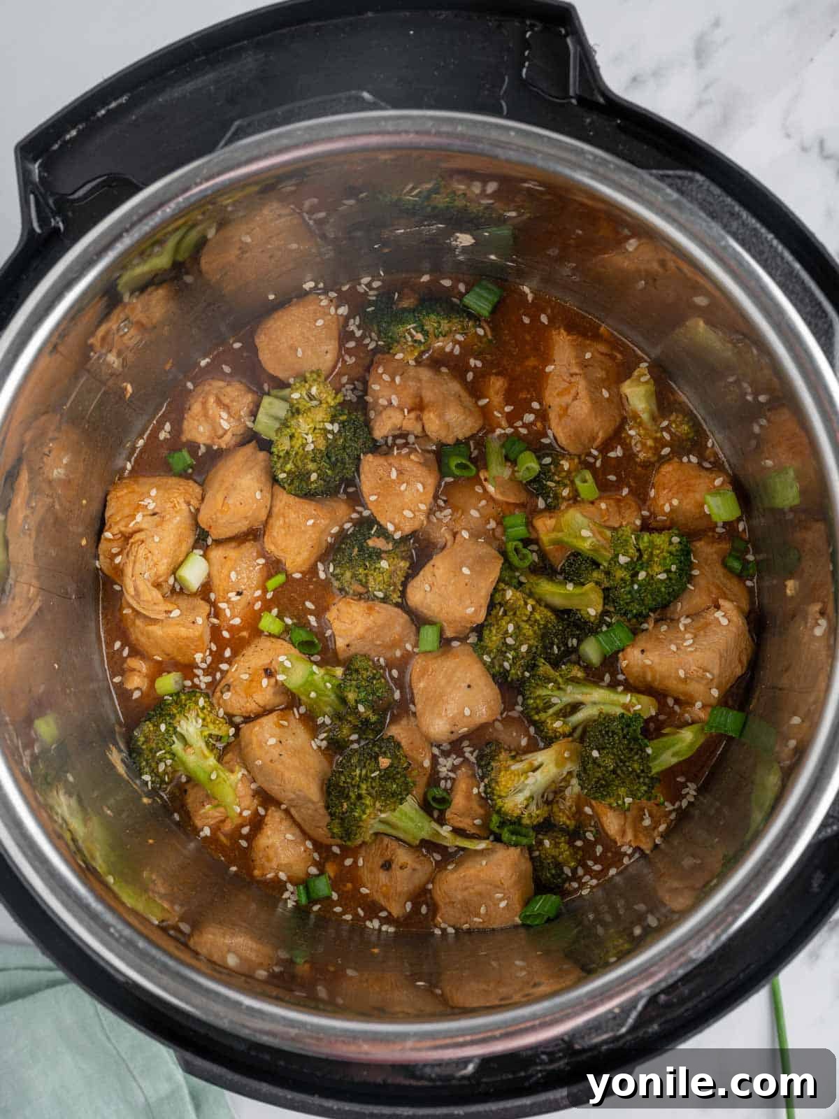 Chicken and broccoli in the instant pot.