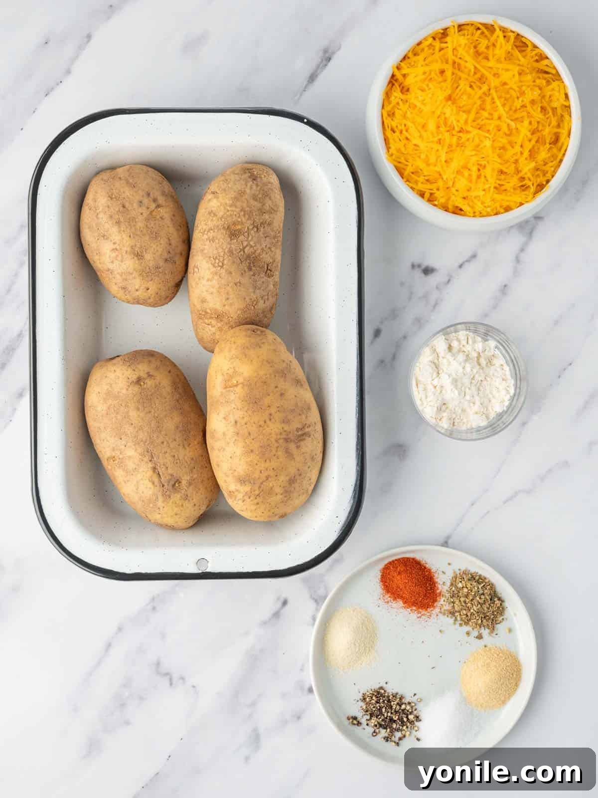 Ingredients needed for cheesy air fryer tater tots.
