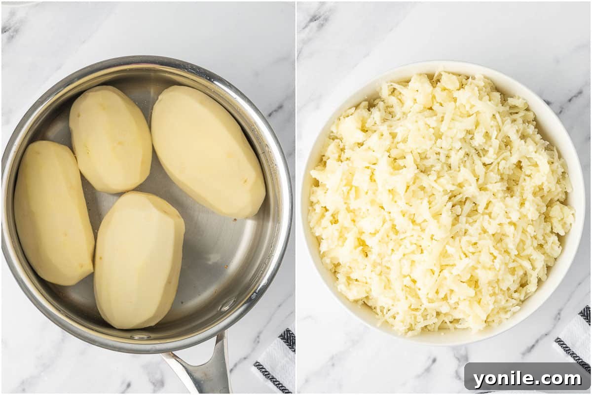 How to boil and grate potatoes.