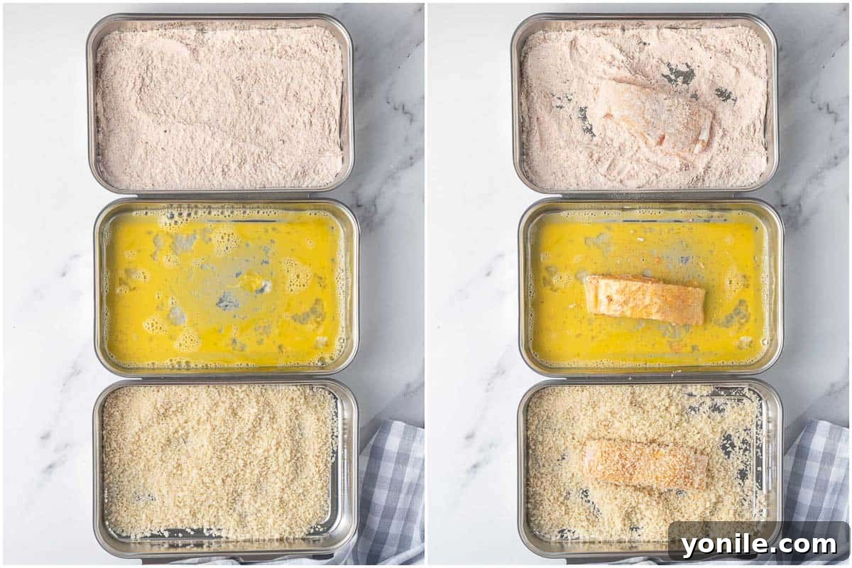 How to bread cod for fish sticks.