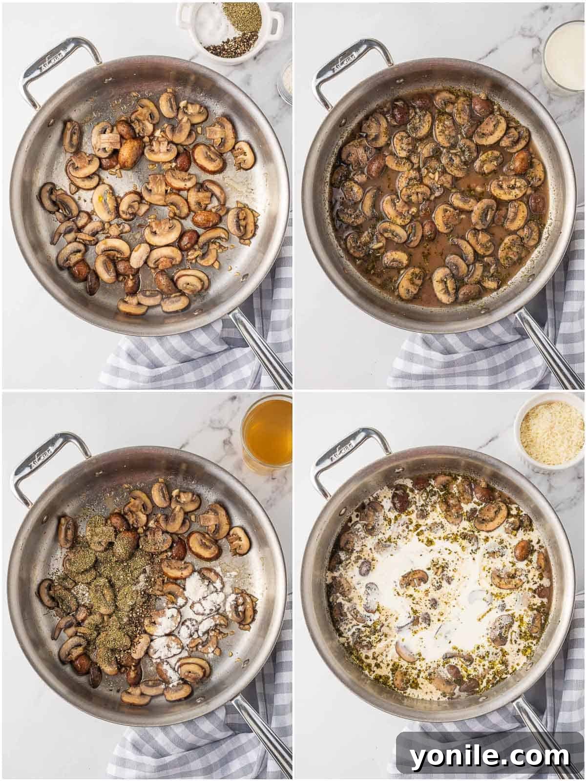 How to make mushroom cream sauce for pasta in a skillet.