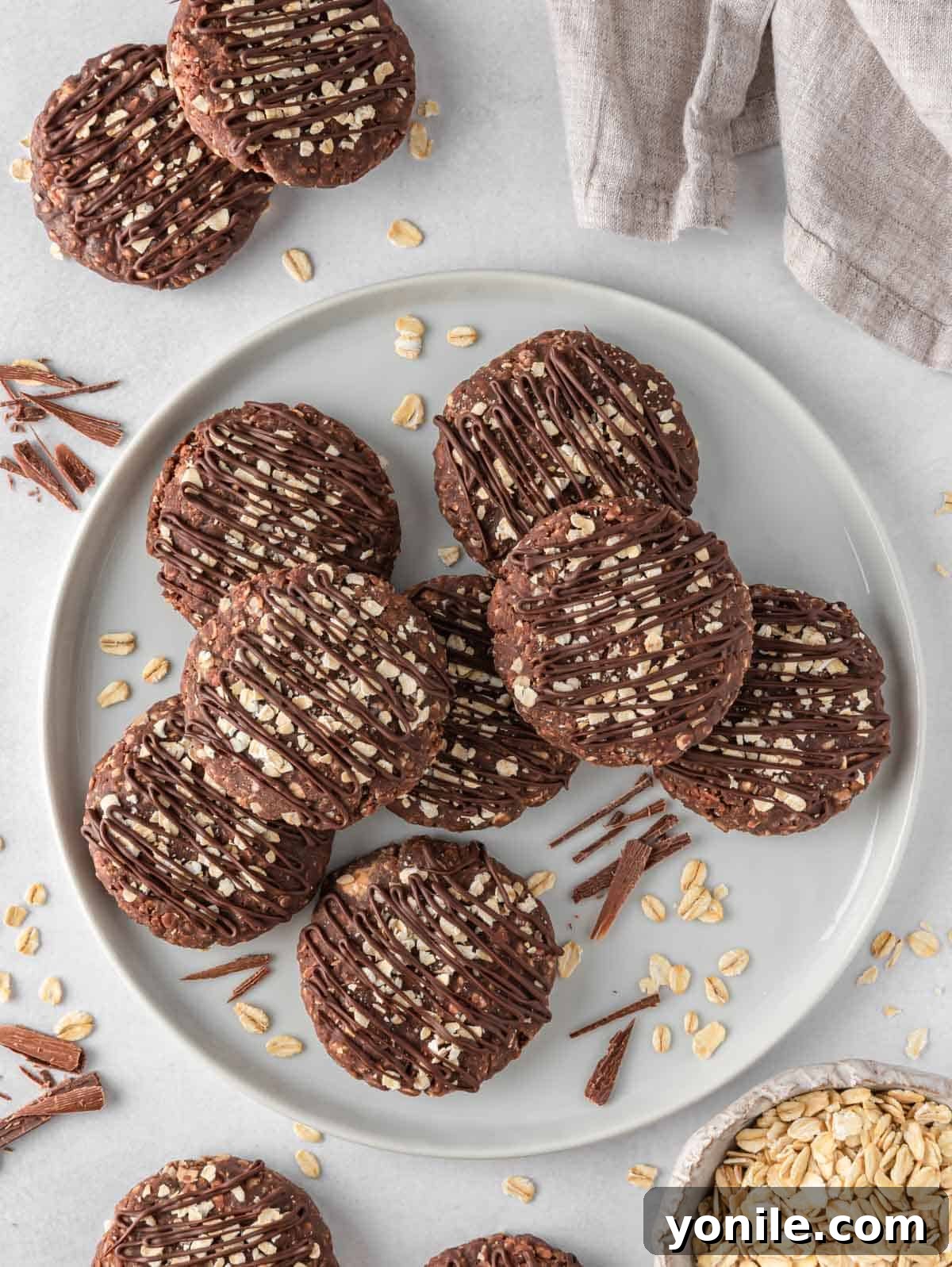 Gluten free no bake cookies on a plate.
