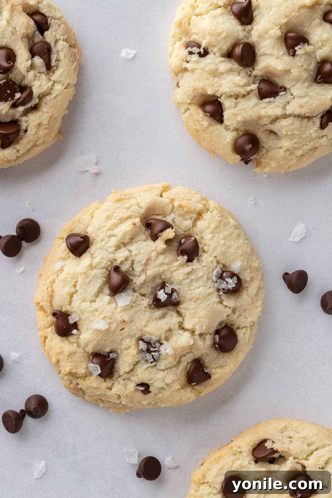 Chocolate chip cookies on a tray.