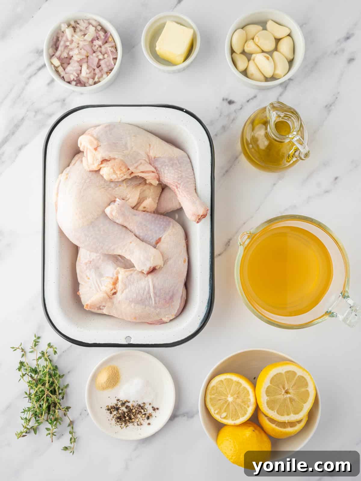 Ingredients needed for braised chicken quarters