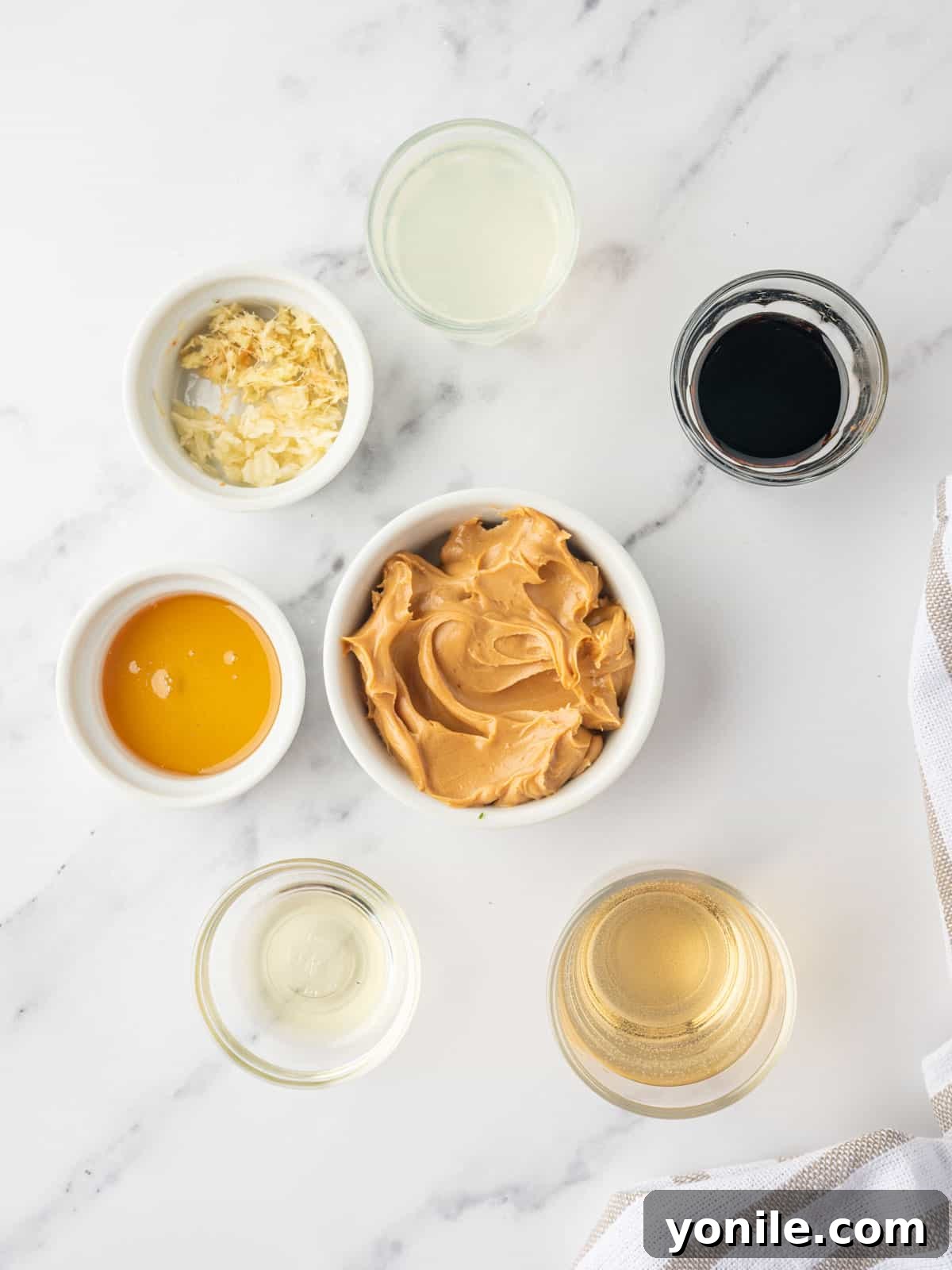 Ingredients needed for the peanut salad dressing.