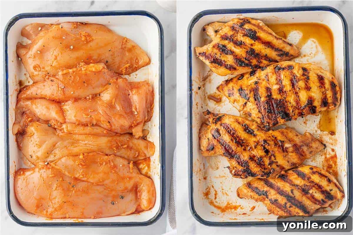 Marinated and grilled chicken.