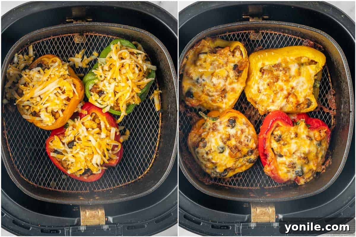 Taco stuffed peppers in air fryer.